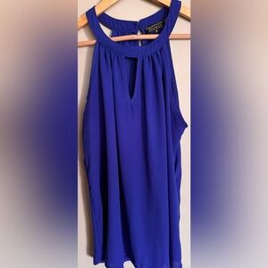 Papermoon Stitch Fix Blue Halter Blouse Keyhole Sleeveless Top Size Medium